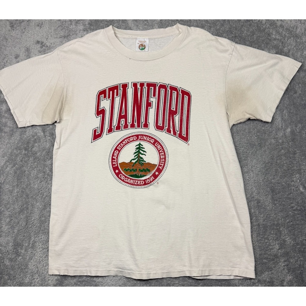 Vintage 90s University of Stanford Shirt Adult XL USA‎ Single Stitch Thrashed